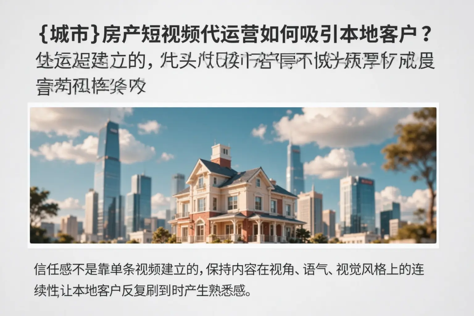 肃州房产短视频代运营如何吸引本地客户？